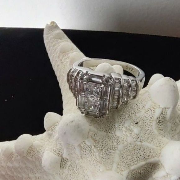 Sterling Silver Cocktail Ring Size 9.5 - Picture 4 of 5